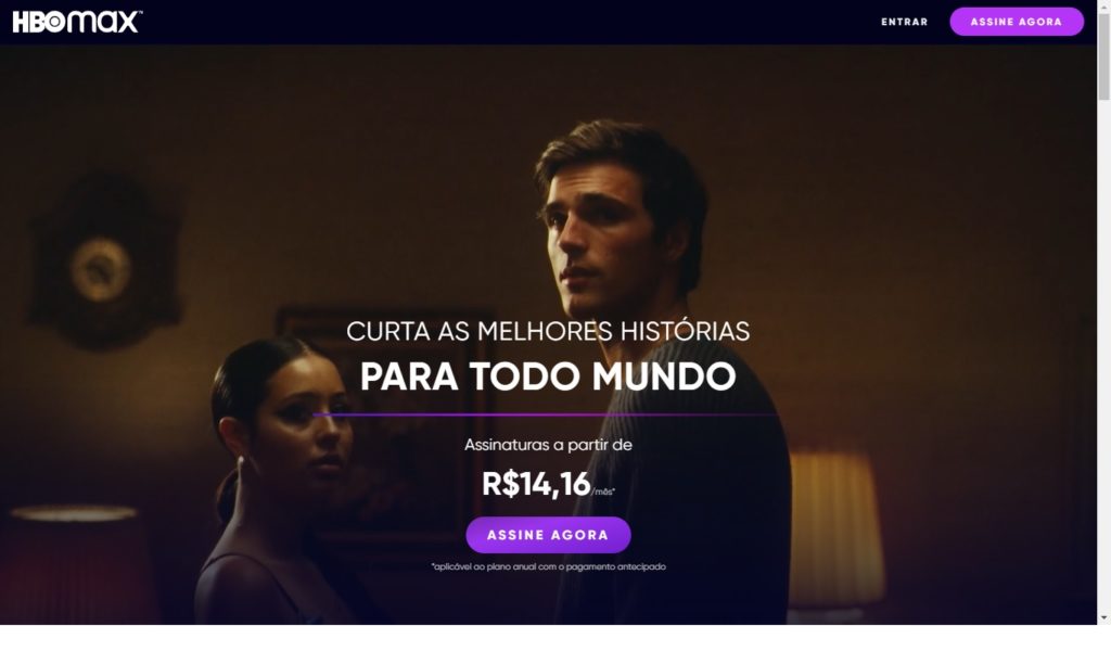 Pagina inicial site HBO Max