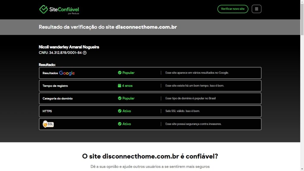 Site Confiável Disconnect Home
